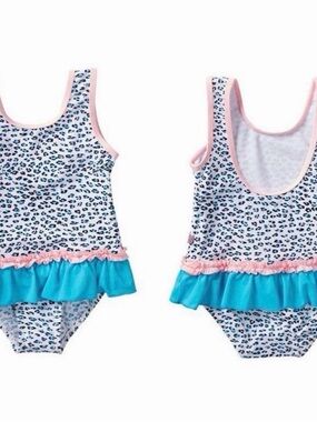 Floatimini Cheetah Print One Piece Swimsuit Baby Girls NEW Tags $64 Sz 12-18m